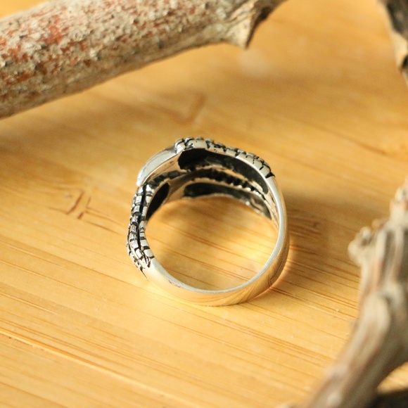 925 Sterling Silver, Eagle's Paws, Men's Rings - Picture 7 of 8